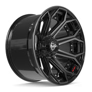 Set(4) 22x12 4P80R Gloss Black Brushed with Tinted Clear - 6x135 &amp; 6x139.7 -44ET