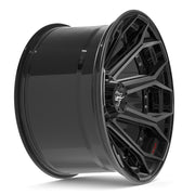 Set(4) 22x12 4P80R Gloss Black Brushed with Tinted Clear - 6x135 &amp; 6x139.7 -44ET