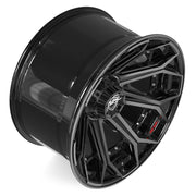 Set(4) 22x12 4P80R Gloss Black Brushed with Tinted Clear - 6x135 &amp; 6x139.7 -44ET