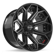 22x12 4P80R Gloss Black Brushed with Tinted Clear - 8x180 -44ET