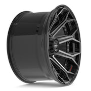 Set(4) 22x12 4P80R Gloss Black Brushed with Tinted Clear - 8x180 -44ET