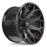 Set(4) 22x12 4P80R Gloss Black Brushed with Tinted Clear - 8x165.1 -44ET