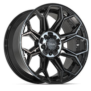 Set(4) 20x9 4P83 Gloss Black Brushed with Tinted Clear - 5x127 &amp; 5x139.7 +0ET with 275/55r20 Sailun TerraMax RT Tires