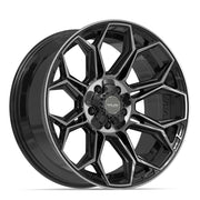 Set(5) 20x9 4P83 Gloss Black Brushed with Tinted Clear - 5x127 &amp; 5x139.7 +0ET