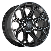 Set(4) 20x9 4P83 Gloss Black Brushed with Tinted Clear - 6x135 &amp; 6x139.7 +0ET with 275/55r20 TBB TS-37 AT Tires &amp; TPMS