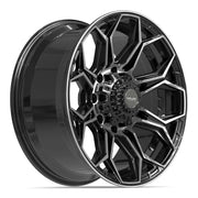 Set(4) 20x9 4P83 Gloss Black Brushed with Tinted Clear - 8x180 +0ET