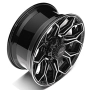 Set(4) 20x9 4P83 Gloss Black Brushed with Tinted Clear - 8x180 +0ET