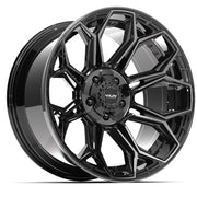 Set(4) 20x10 4P83 Gloss Black Brushed with Tinted Clear - 5x127 &amp; 5x139.7 -18ET