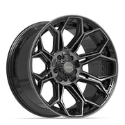 Set(5) 20x10 4P83 Gloss Black Brushed with Tinted Clear - 5x127 &amp; 5x139.7 -18ET