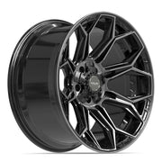 Set(4) 20x10 4P83 Gloss Black Brushed with Tinted Clear - 5x127 &amp; 5x139.7 -18ET