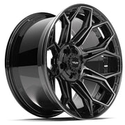 Set(4) 20x10 4P83 Gloss Black Brushed with Tinted Clear - 5x127 &amp; 5x139.7 -18ET