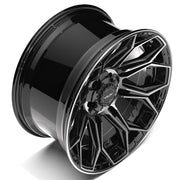 Set(4) 20x10 4P83 Gloss Black Brushed with Tinted Clear - 5x127 &amp; 5x139.7 -18ET