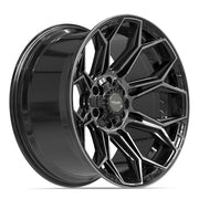 Set(4) 20x10 4P83 Gloss Black Brushed with Tinted Clear - 6x135 &amp; 6x139.7 -18ET