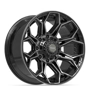 Set(4) 20x10 4P83 Gloss Black Brushed with Tinted Clear - 8x180 -18ET