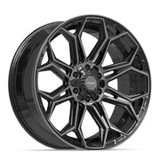 Set(4) 22x9 4P83 Gloss Black Brushed with Tinted Clear - 6x135 &amp; 6x139.7 +12ET with 285/45r22 Bridgestone Dueler Alenza HL Tires &amp; TPMS
