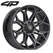 Set(4) 22x9 4P83 Gloss Black Brushed with Tinted Clear - 6x135 &amp; 6x139.7 +12ET