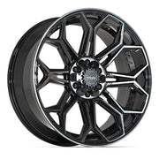 Set(4) 22x9 4P83 Gloss Black Brushed with Tinted Clear - 6x135 &amp; 6x139.7 +12ET with 285/45r22 Sailun TerraMax RT Tires &amp; TPMS