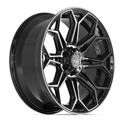 Set(4) 22x9 4P83 Gloss Black Brushed with Tinted Clear - 6x135 &amp; 6x139.7 +12ET with 33x12.50r22 Sailun TerraMax RT Tires