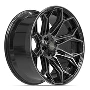 Set(4) 22x10 4P83 Gloss Black Brushed with Tinted Clear - 5x127 &amp; 5x139.7 -18ET