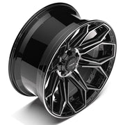 Set(4) 22x10 4P83 Gloss Black Brushed with Tinted Clear - 5x127 &amp; 5x139.7 -18ET