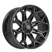 Set(4) 22x10 4P83 Gloss Black Brushed with Tinted Clear - 6x135 &amp; 6x139.7 -18ET with 285/45r22 TBB TS-37 AT Tires