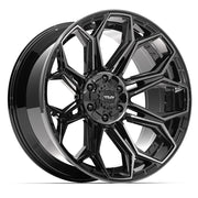 Set(4) 22x10 4P83 Gloss Black Brushed with Tinted Clear - 6x135 &amp; 6x139.7 -18ET with 285/45r22 Sailun TerraMax RT Tires &amp; TPMS
