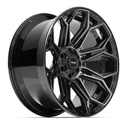 Set(4) 22x10 4P83 Gloss Black Brushed with Tinted Clear - 6x135 &amp; 6x139.7 -18ET