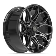 Set(4) 22x10 4P83 Gloss Black Brushed with Tinted Clear - 8x180 -18ET