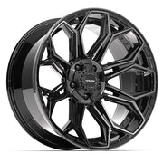 Set(4) 22x12 4P83 Gloss Black Brushed with Tinted Clear - 5x127 &amp; 5x139.7 -44ET