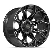 22x12 4P83 Gloss Black Brushed with Tinted Clear - 5x127 + 5x139.7 -44ET