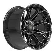 22x12 4P83 Gloss Black Brushed with Tinted Clear - 5x127 + 5x139.7 -44ET