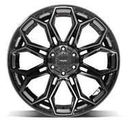 Set(4) 22x12 4P83 Gloss Black Brushed with Tinted Clear - 6x135 &amp; 6x139.7 -44ET
