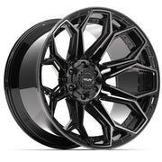 Set(4) 22x12 4P83 Gloss Black Brushed with Tinted Clear - 6x135 &amp; 6x139.7 -44ET