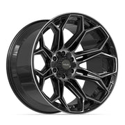 Set(4) 22x12 4P83 Gloss Black Brushed with Tinted Clear - 6x135 &amp; 6x139.7 -44ET
