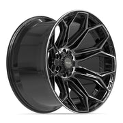 Set(4) 22x12 4P83 Gloss Black Brushed with Tinted Clear - 6x135 &amp; 6x139.7 -44ET