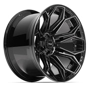 Set(4) 22x12 4P83 Gloss Black Brushed with Tinted Clear - 6x135 &amp; 6x139.7 -44ET