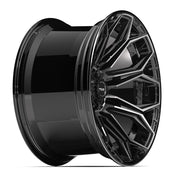 Set(4) 22x12 4P83 Gloss Black Brushed with Tinted Clear - 6x135 &amp; 6x139.7 -44ET