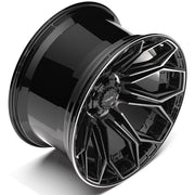 Set(4) 22x12 4P83 Gloss Black Brushed with Tinted Clear - 6x135 &amp; 6x139.7 -44ET