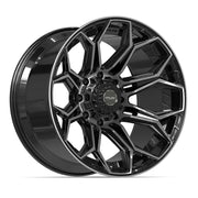 Set(4) 22x12 4P83 Gloss Black Brushed with Tinted Clear - 8x180 -44ET