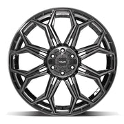Set(4) 24x12 4P83 Gloss Black Brushed with Tinted Clear - 6x135 &amp; 6x139.7 -44ET