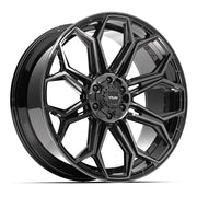 Set(4) 24x12 4P83 Gloss Black Brushed with Tinted Clear - 6x135 &amp; 6x139.7 -44ET