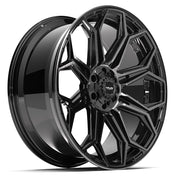 Set(4) 24x12 4P83 Gloss Black Brushed with Tinted Clear - 6x135 &amp; 6x139.7 -44ET