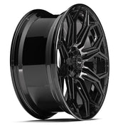 Set(4) 24x12 4P83 Gloss Black Brushed with Tinted Clear - 6x135 &amp; 6x139.7 -44ET