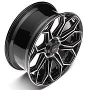 Set(4) 24x12 4P83 Gloss Black Brushed with Tinted Clear - 6x135 &amp; 6x139.7 -44ET