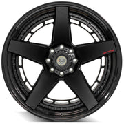 Set(4) 24x14 4PF5 Matte Black Center and Gloss Black Barrel - 8x170 -76ET