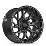 20x10 4PL28 Gloss Black Brushed with Tinted Clear - 6x135 + 6x139.7 -18ET