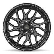Set(4) 22x10 4PL28 Gloss Black Brushed with Tinted Clear - 6x135 &amp; 6x139.7 -18ET with 285/45r22 Goodyear Eagle Sport Tires