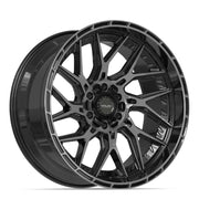 Set(4) 22x10 4PL28 Gloss Black Brushed with Tinted Clear - 6x135 &amp; 6x139.7 -18ET with 285/45r22 Bridgestone Dueler Alenza HL Tires