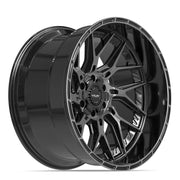 22x12 4PL28 Gloss Black Brushed with Tinted Clear - 6x135 + 6x139.7 -44ET