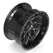 22x12 4PL28 Gloss Black Brushed with Tinted Clear - 6x135 + 6x139.7 -44ET